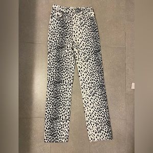 Reformation Printed Black and White Dotted Jeans